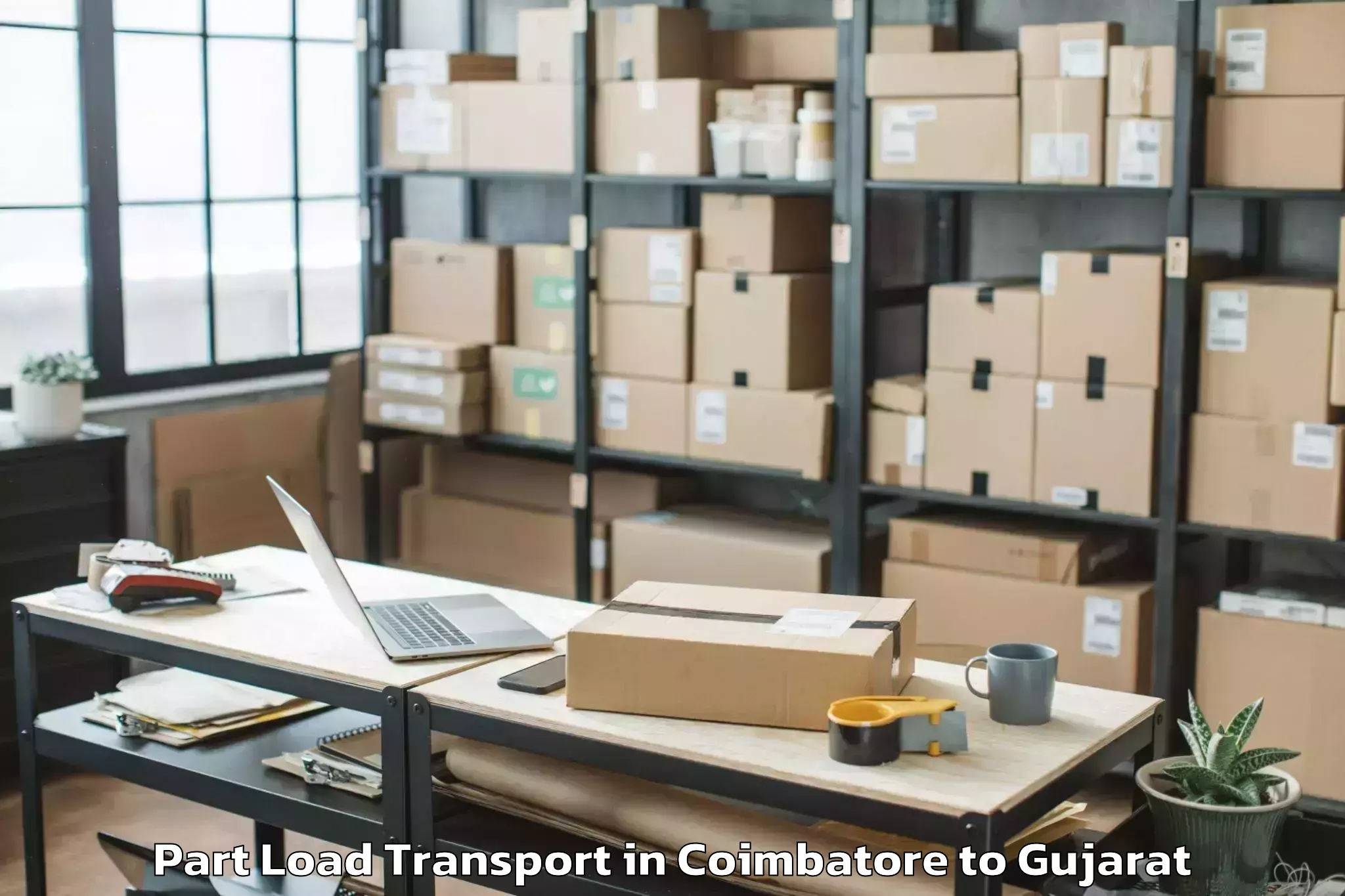 Hassle-Free Coimbatore to Savli Part Load Transport